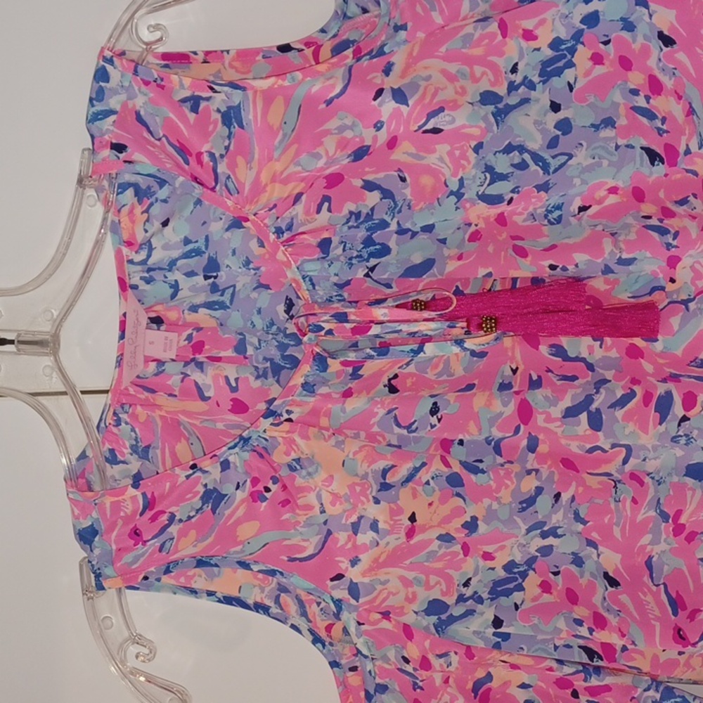 Lilly Pulitzer sunny cold shoulder silk tunic